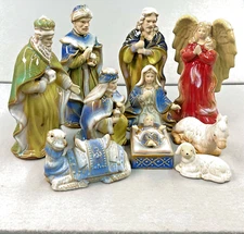 Nativity Set of 10 by Homco Home & Garden with the Christmas Angel Vintage