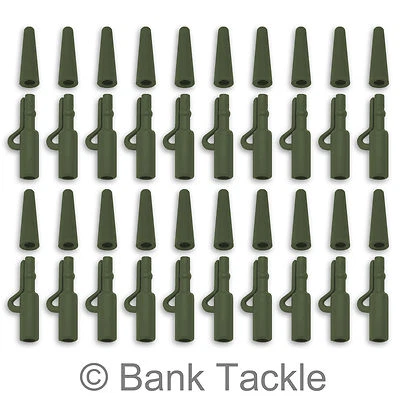 BANK TACKLE Bleiclips und Schwanzgummis Weedy Green 40 Stück Terminal Set Karpfenangeln (JP1)