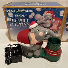 Edgar the Christmas Bubble Elephant Kurt S Adler Santa's Action World 1995 READ