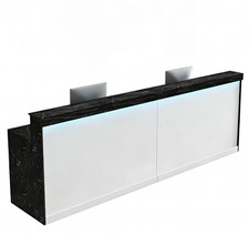 Reception Desk with 4-Colour LED Lights, Modern Salon Reception Desk