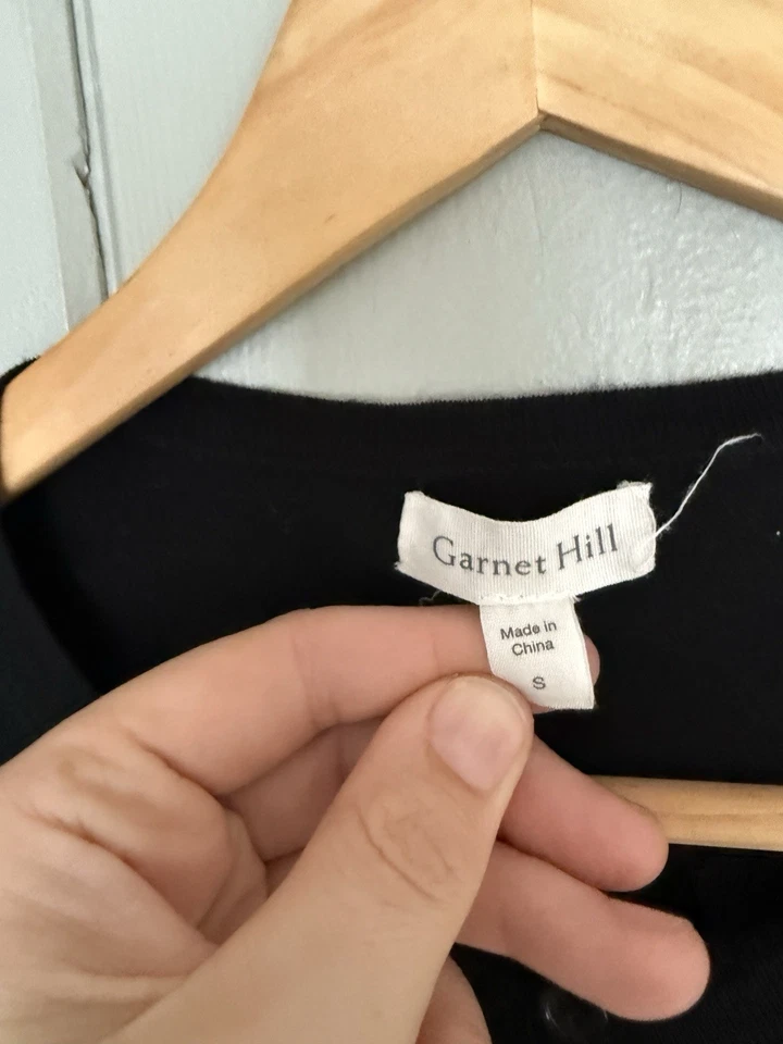 Cárdigan Suéter Granate Hill Pequeño Firma Eco Lana Merino Floral Negro Blanco Foto 4 de 4