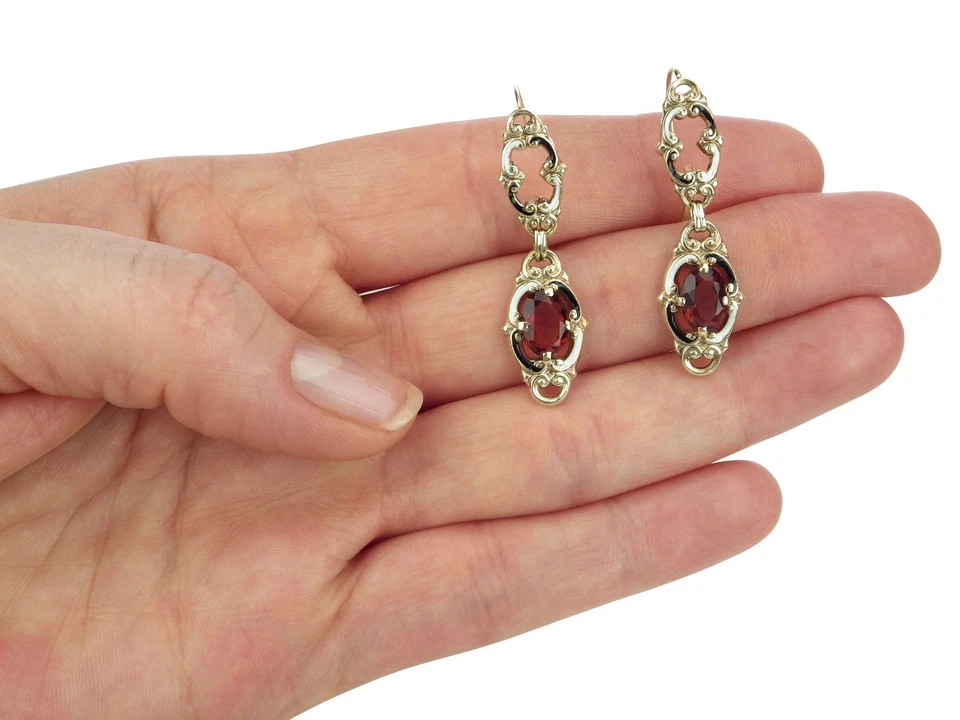 Art Déco 585 Gelb Gold 2,0 ct Madeira Citrin Emaille Damen Ohrringe um 1930! - Bild 4 von 4