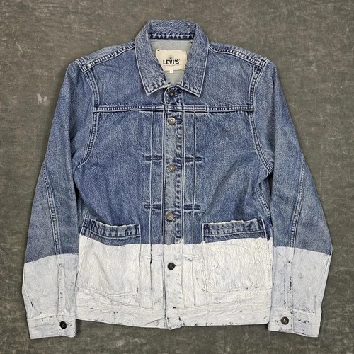 Levi's Made & Crafted Jacket Mens 2 Blue White Trucker LMC Horseshoe Bleached - product listing photo
