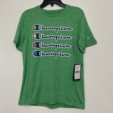 Champion Lightweight Tee W/ Repeating Logo in Green Boys Size Medium NWT