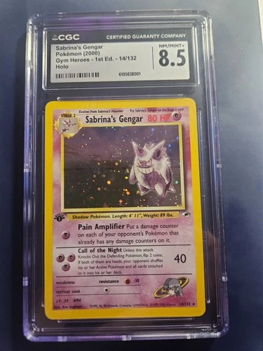 Sabrina's Gengar Gym Heroes 1st Edition 14/132 Holo Pokemon Card-CGC 8.5