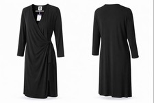 Anne Klein Black Wrap Dress XXL Long Sleeve V-Neck Stretch Elegant Classic  NWT