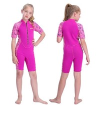Goldfin Kids Wetsuit For Girls Front Zip Short Pink size 6 Surf Swim Snorkel