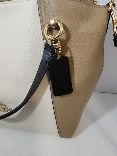 Coach Kacey Satchel Leder Umhängetasche Colorblock Chalk Tan - Bild 5 von 7