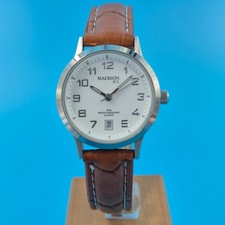 Klassische Madison N.Y. Herren Uhr – Weißes Zifferblatt & Lederband
