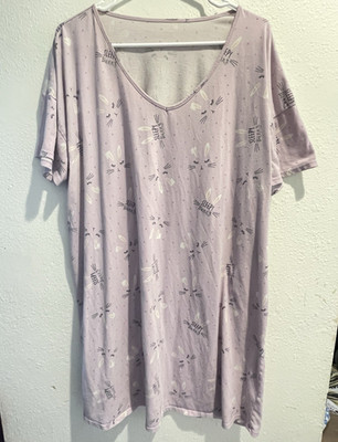 ENJOYNIGHT Womens Sleepshirt Nightgown 2XL Purple Bunny Sleep Tee Pajama Lounge