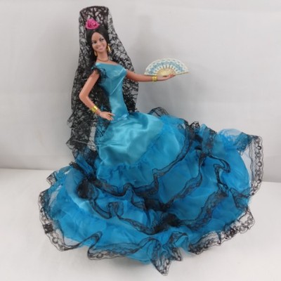 Vintage Marin Chiclana Spanish Flamenco Dancer 12" Blue Dress Black Lace | eBay Vintage Marin Chiclana Spanish Flamenco Dancer 12" Blue Dress Black Lace | eBay