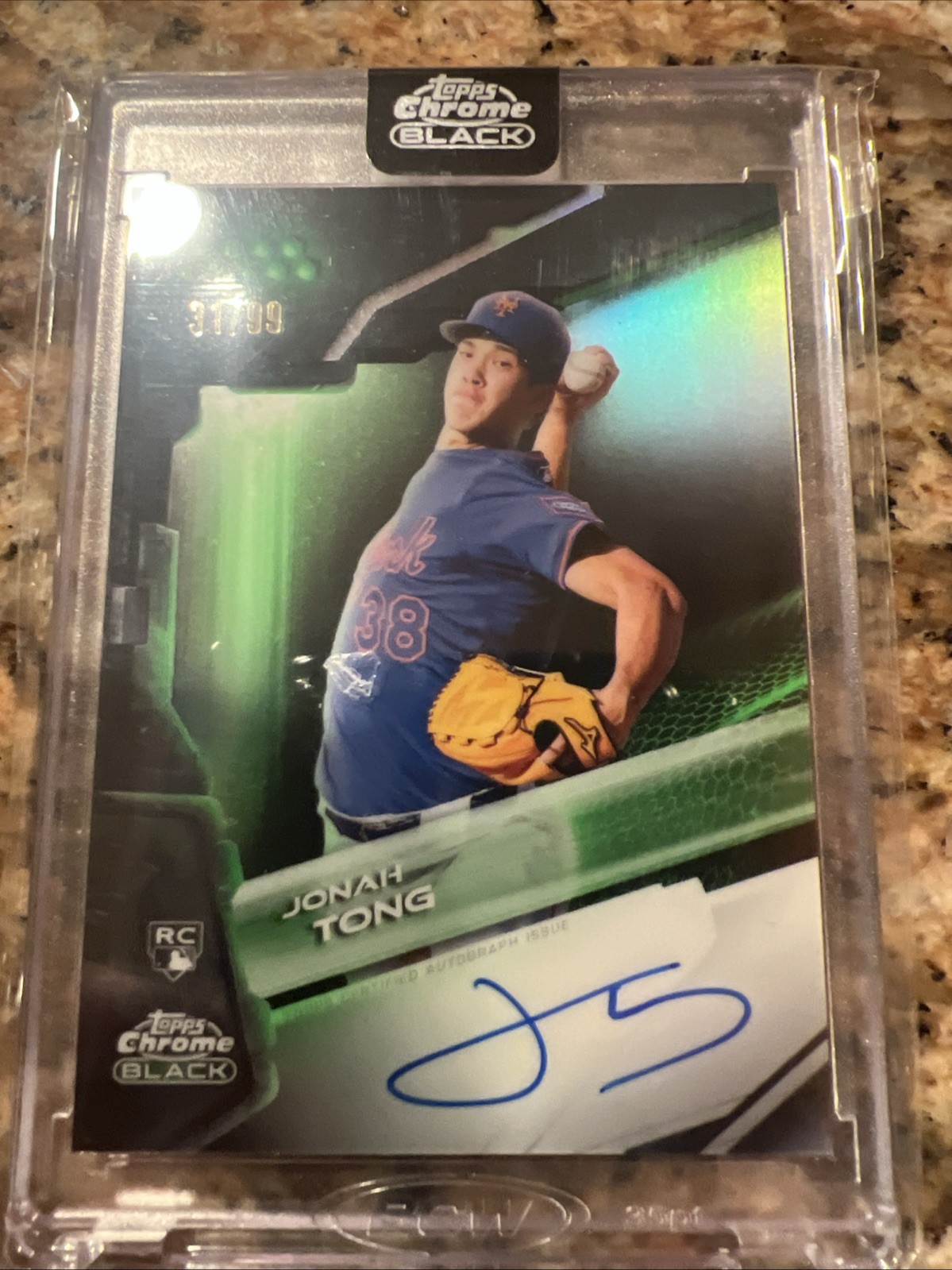 Topps Chrome Black 2026 Jonah Tong RC Auto Green #CBA-JT /99 New York Mets