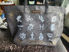 Bioworld Harry Potter Black Tote Bag Hogwarts Symbols