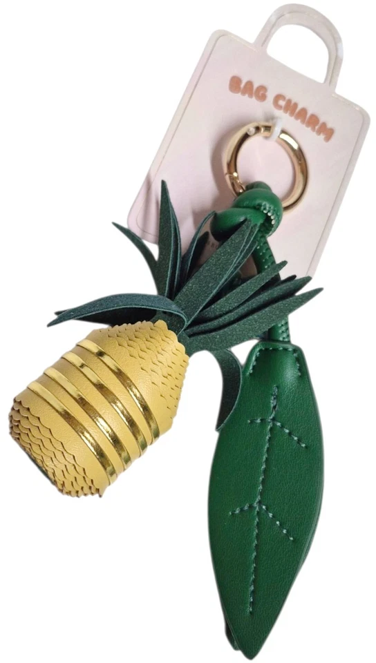 Anthropologie Melie Bianco Piña Fruta Bolsa Dije Llavero Amarillo Verde Nuevo Foto 4 de 4