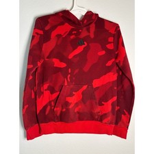 Adidas Youth Red Camo Hoodie Pullover Fleece Sweatshirt Large 14/16 Regular Fit