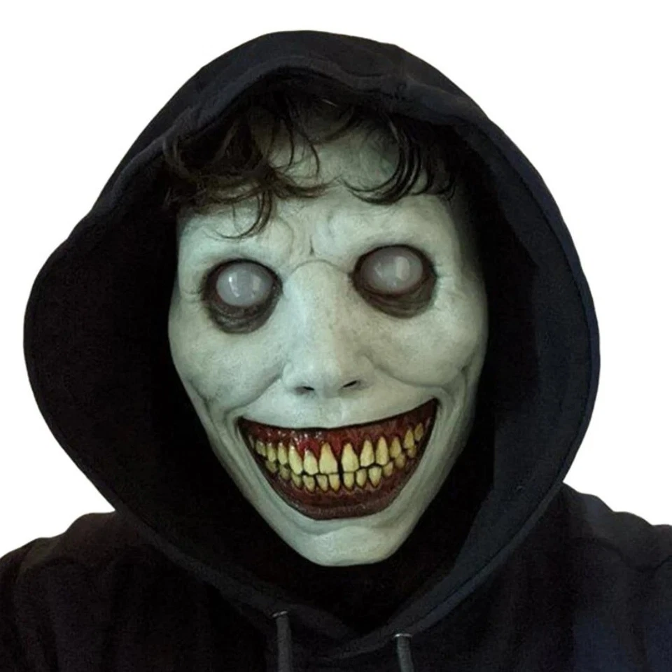 Máscara de Halloween de miedo con ojos blancos Máscara de diablo malvado Máscara espeluznante demonios sonrientes Foto 3 de 4