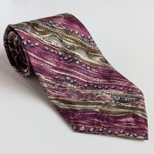 Gianfranco Ruffini Mens Silk Tie Plum Olive Green Abstract Geometric Made in USA