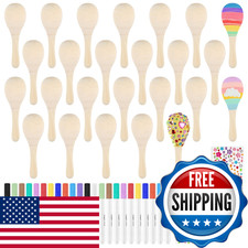 Plulon 15 Pcs Mini Wooden Maracas For Kids Unfinished Wood Maracas Bulk 15 Pcs