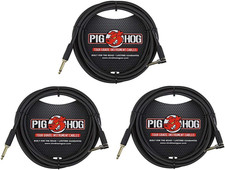 PC-H10BKR 1/4" Right-Angle to 1/4" Black Woven Guitar Instrument Cable, 10 Feet