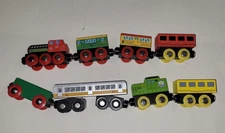   Lot of 8 Wooden Magnetic Train Set Pieces 