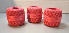 VTG Lot Of 3 Crochet Thread Clark’s Big Ball Boil Fast Mercerized Shades of Pink