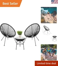 3-Piece Outdoor Acapulco All-Weather Patio Conversation Bistro Set w/Plastic ...