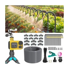 CyberOrd 98FT 1/2" Drip Irrigation System Kit with Water Timer for Garden