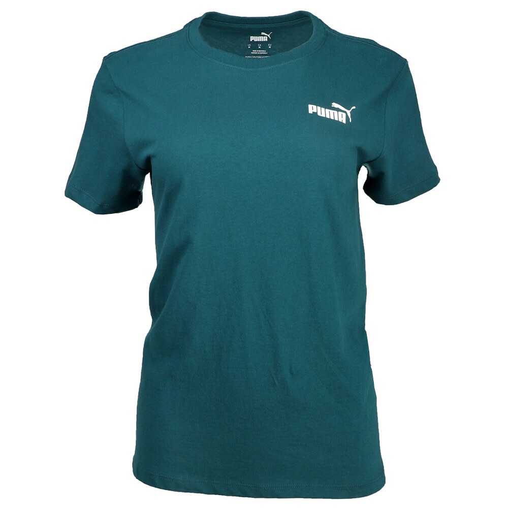 Женская футболка с круглым вырезом и коротким рукавом Puma Essentials с небольшим логотипом, зеленая повседневная футболка с коротким рукавом