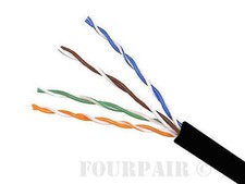 CAT5e CMR 350 MHz Ethernet UTP Cable Black 1000FT - SOLID BARE COPPER
