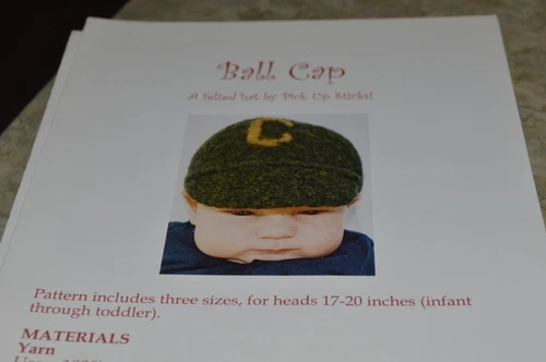 Pick Up Sticks Knitting Pattern Felted Hat Ball Cap Infant to Toddler
