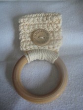 Crochet Kitchen Towel Wood Ring Holder    Gift Idea