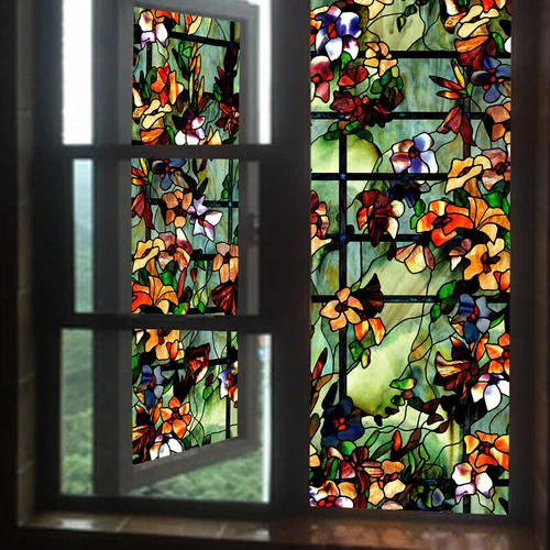 Películas adhesivas estáticas 3D para ventanas esmeriladas vidrio de camelia pegatina decoración del hogar - Imagen 2 de 6