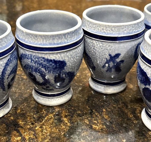 Set of 12 Marzi & Remy Vtg German Stoneware Cups Blue Salt Glaze Tumblers 3062 - Picture 12 of 18