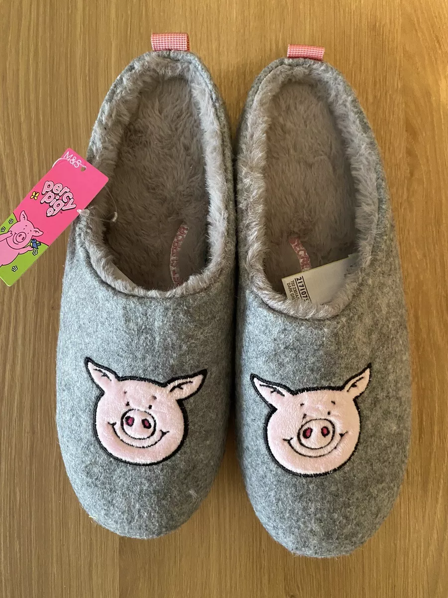 BNWT M S Percy Pig Grey Pink Vegan Mule Slippers UK Size 6 eBay