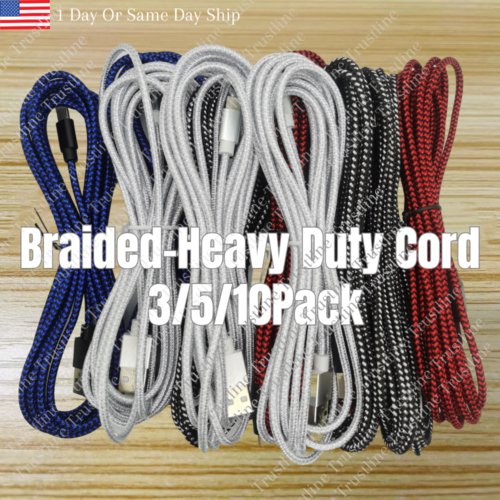 Bulk Lot Braided USB Cable For iPhone 14/13/12/11/XS/XR/8/7/6/5 Fast Charge Cord - Afbeelding 1 van 13