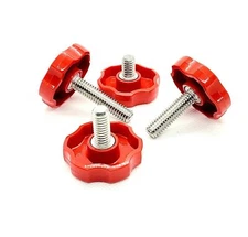 5/16" Thumb Screw Bolts Red Round Plastic Grip Clamping Knob Hex Head 4 Pack