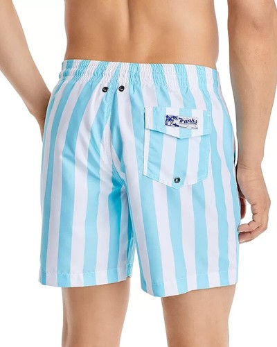 Trunks Surf & Swim Co. L9103 Mens Blue/White Sano Striped Swim Trunks Size XL - 第 2/4 張圖片