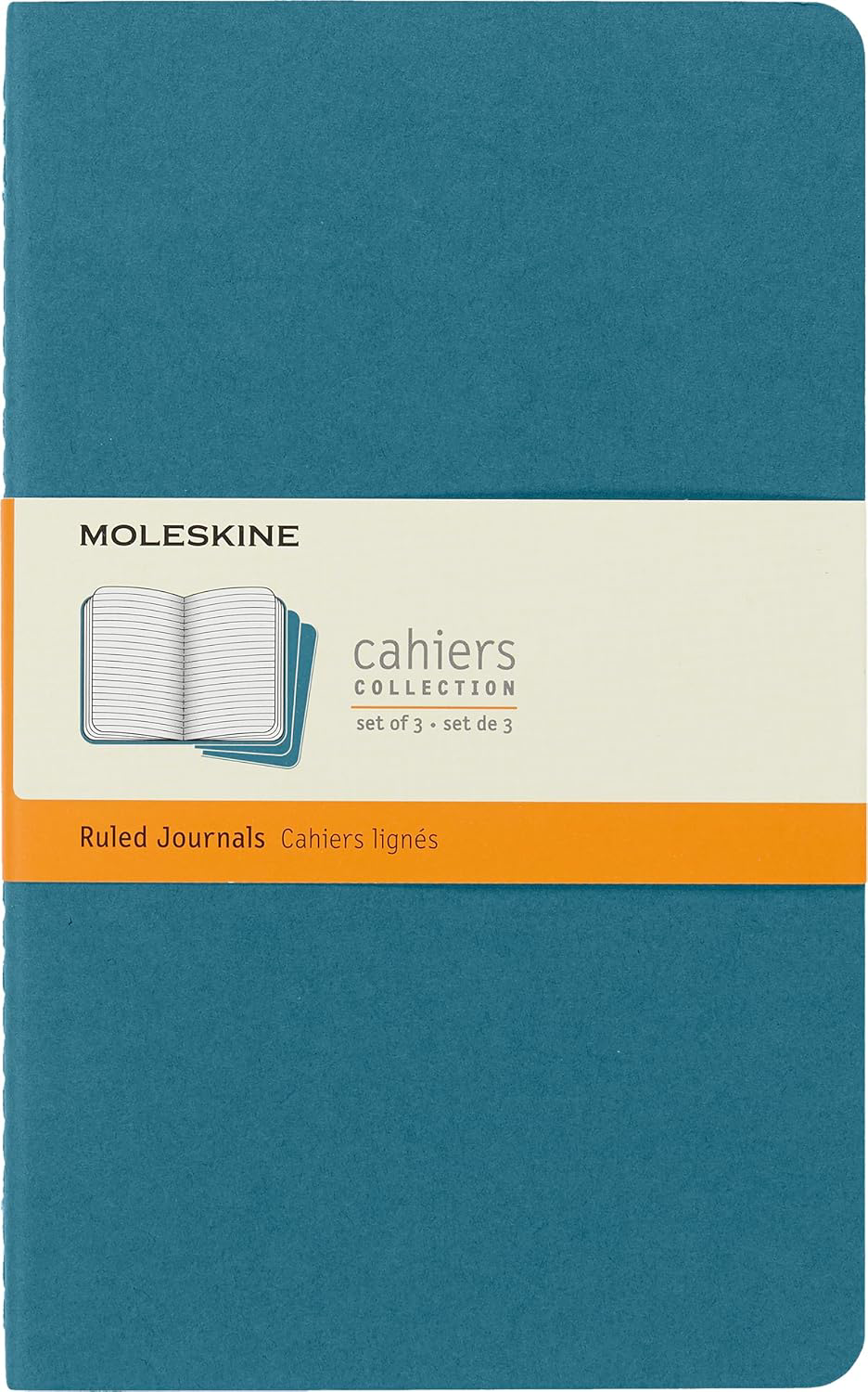 Moleskine Cahier Large Journal Set of 3 Blue Ruled 5x8.25 80 Pages  