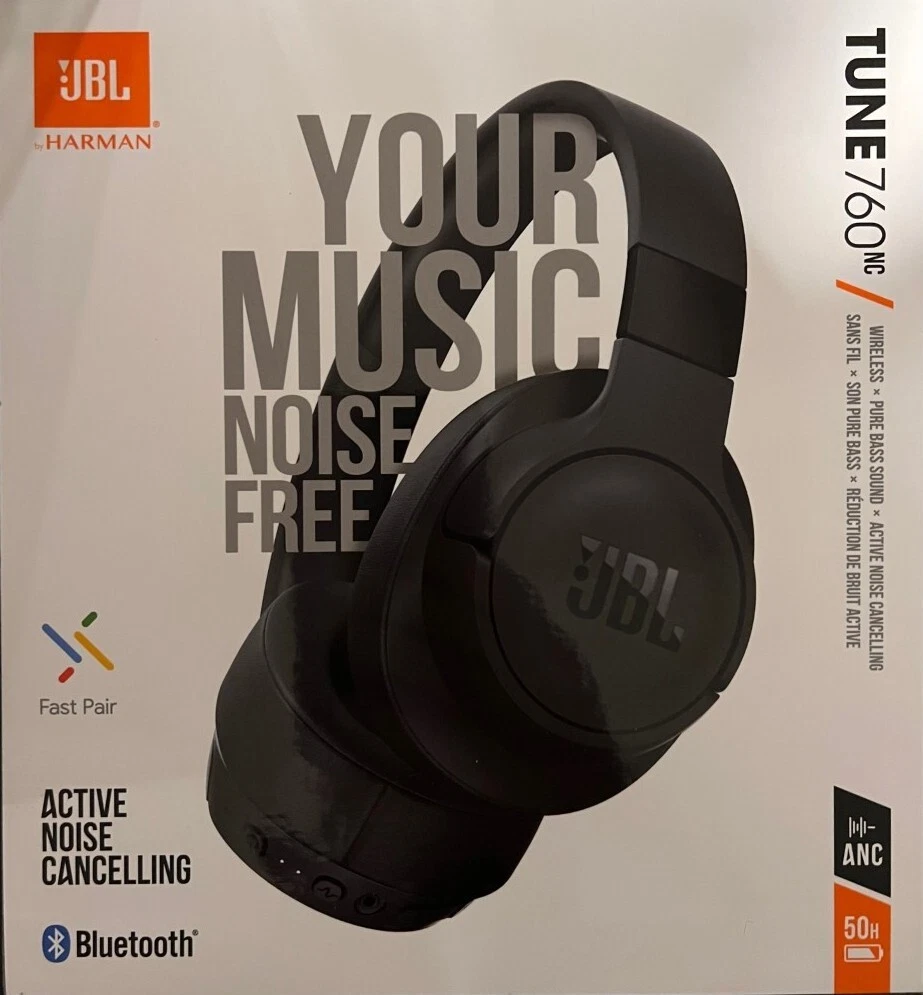 JBL TUNE 760NC Over-The-Ear Wireless Headphones - Black