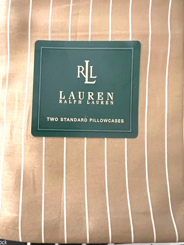 Ralph Lauren 52nd Street Pinstripe (Caramel) Standard Pillowcases Brand New