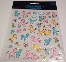Scrapbooking Crafts Stickers SK Colorful Ponies Pink Blue Dots Yellow Horses