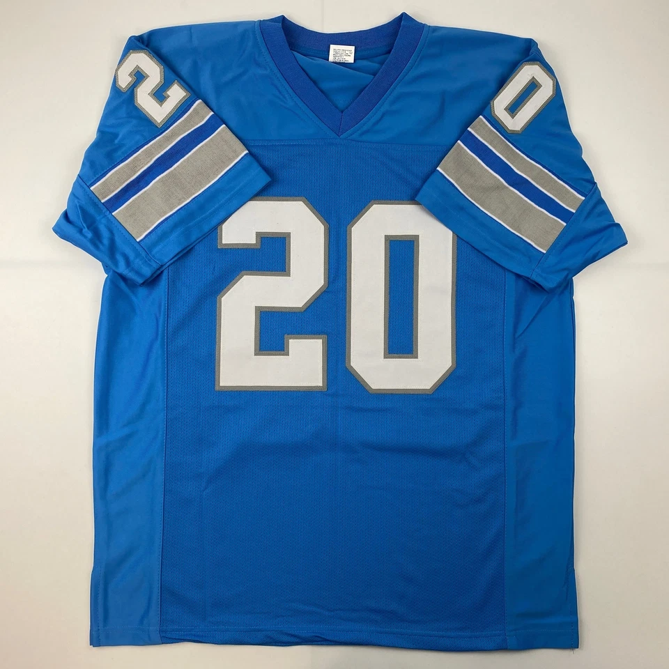 Jersey Facsímil Autografiado Barry Sanders Detroit Azul Automático Talla Para Hombre XL Foto 3 de 4