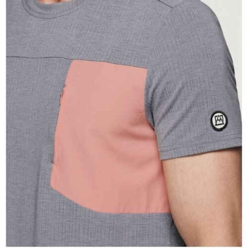 Neu mit Etikett Avalanche Axel T-Shirt grau mit Koralle Reißverschluss Brusttasche Herren M NEU - Bild 4 von 4