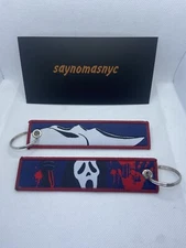 Horror Movie Scream Embroidered Jet Tag Keychain