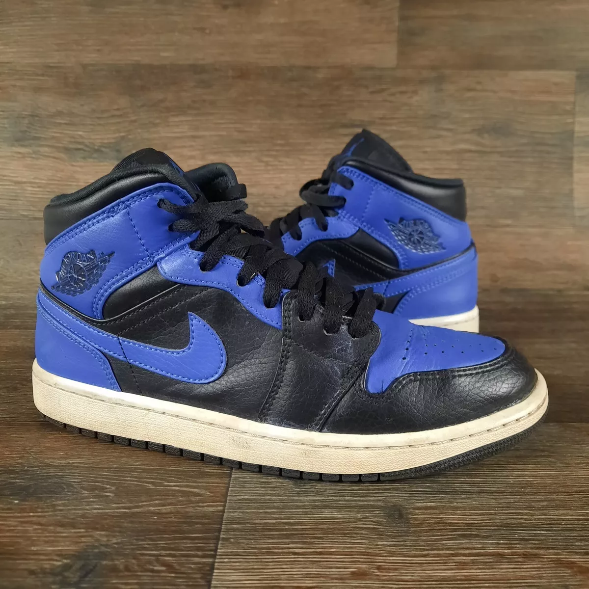 Nike Air Jordan 1 Mid Hyper Royal Blue Black White 554724-077 Mens Size 7.5