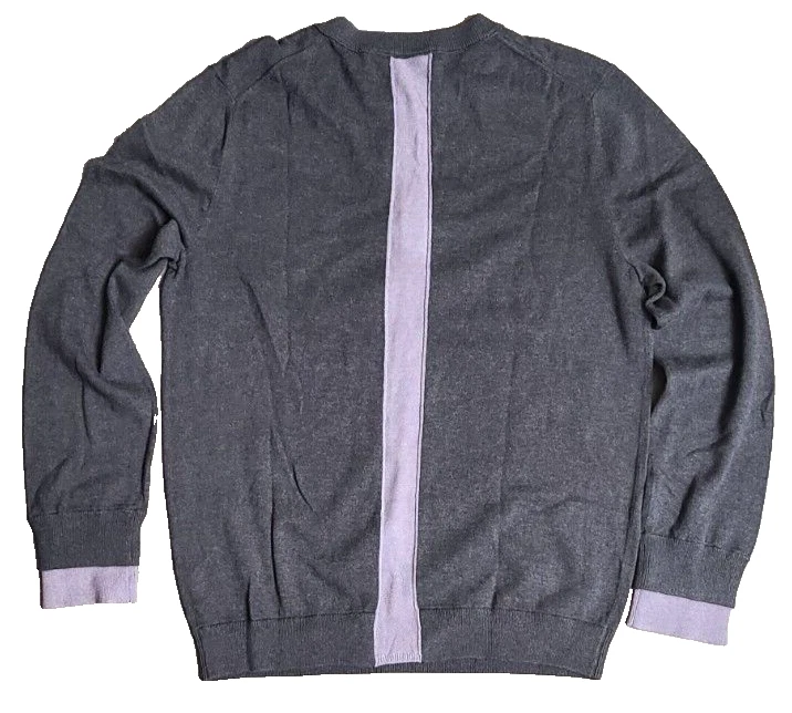Inhabit Men's Size Medium Charcoal/Lilac All Cotton Henley Sweater - Image 3 of 3