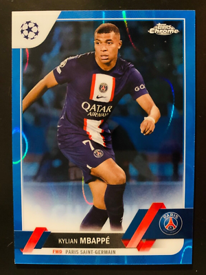 2022-23 Topps Chrome UEFA UCC #100 Kylian Mbappe PSG Blue Lava
