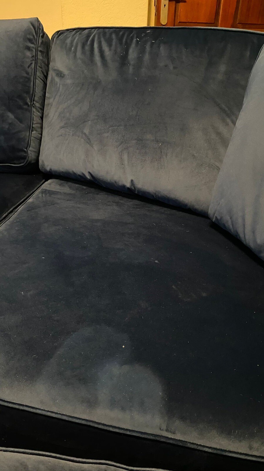 Elora, royal blue velvet corner sofa with matching poof eBay