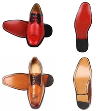 LIBERTYZENO Mens Genuine Leather Red Bottom Brogue Formal Oxford Dress Shoes