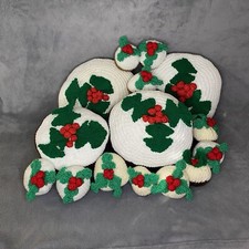 Hand Knitted Christmas Puddings Set of 15 Festive Crochet Decorations